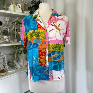 Vintage Jams World 90s Mai Tai Print Made in Hawaii Blouse